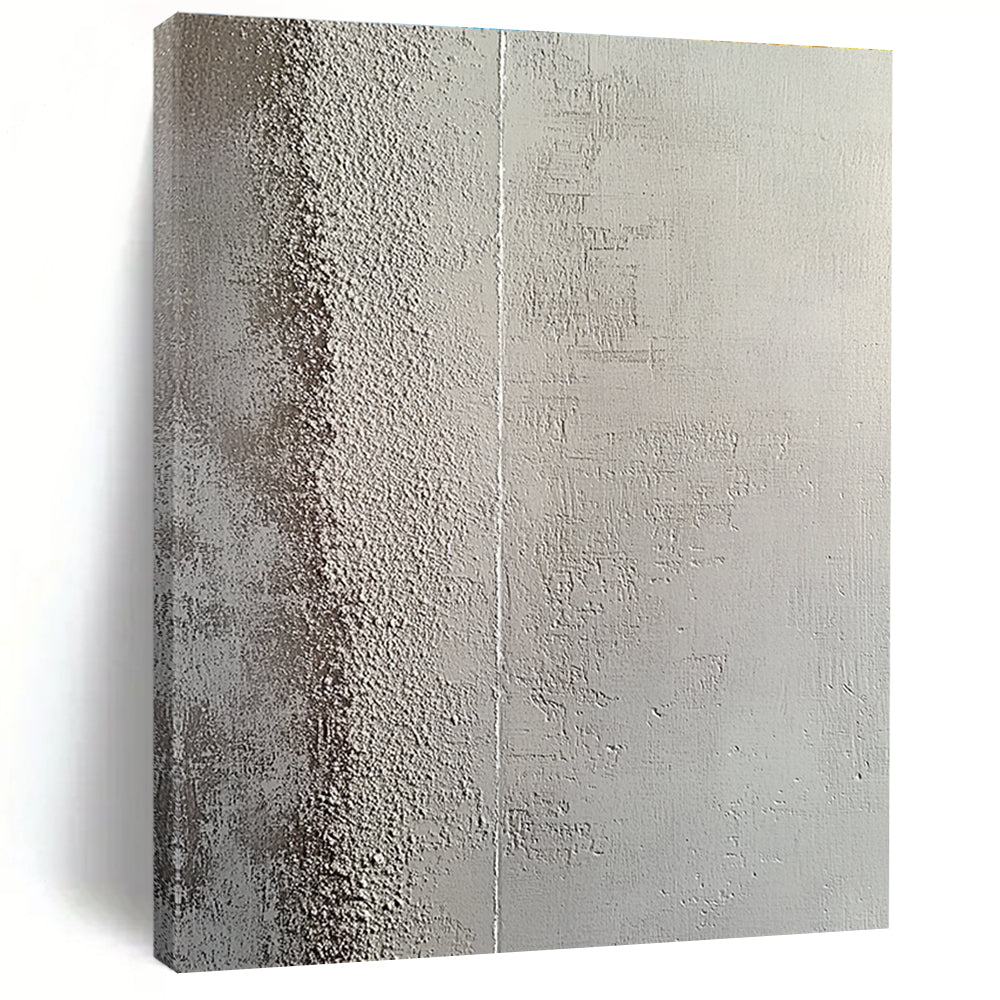 Large abstract painting featuring a textured concrete wall with a subtle gradient and intricate grooves creating depth and contrast.STSC1217