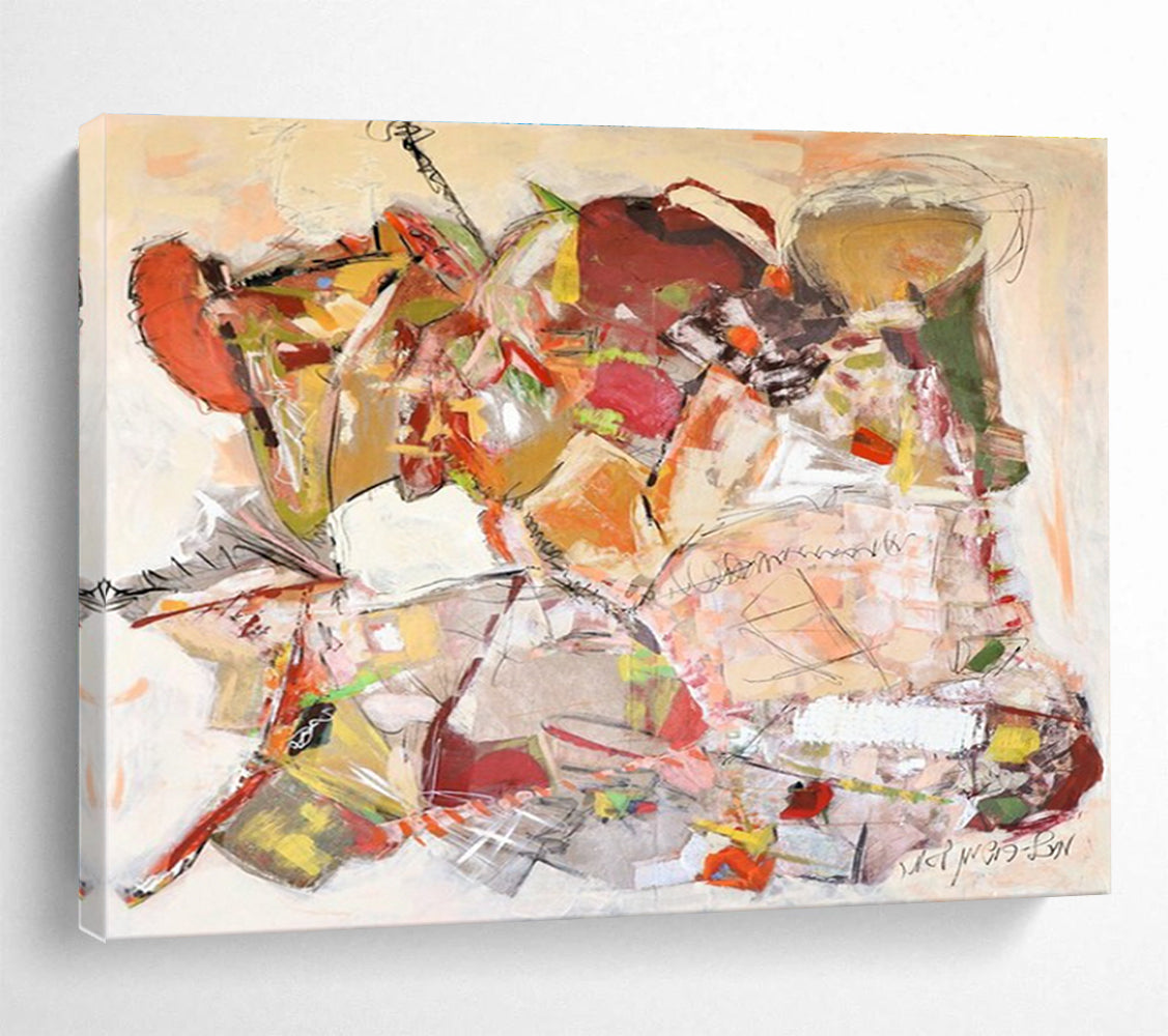 Earth - Toned Abstract Composition Painting with Subtle Color Variations THY241