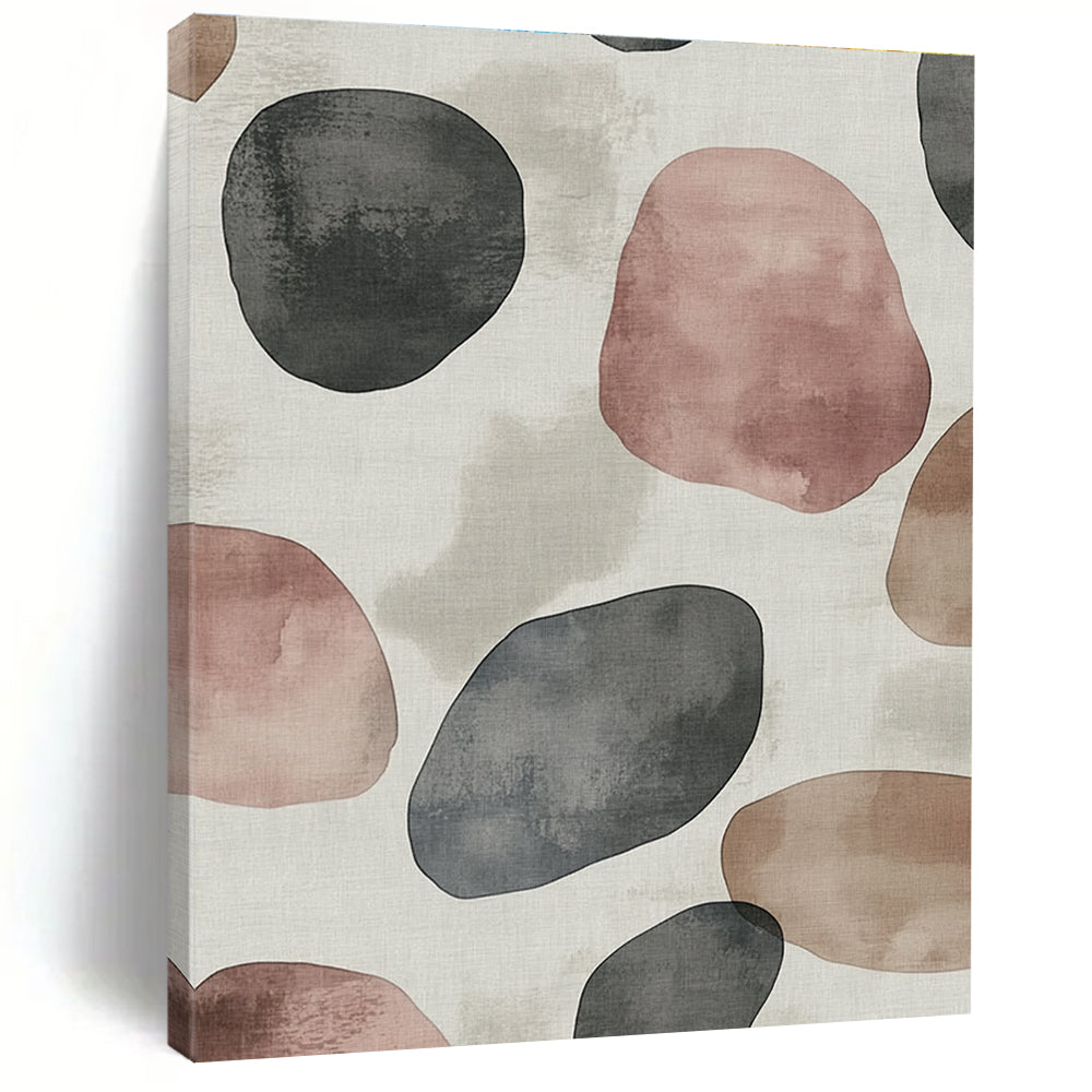 Watercolor - Style Dot Abstract Art with Gray, Pink, and Brown GER261