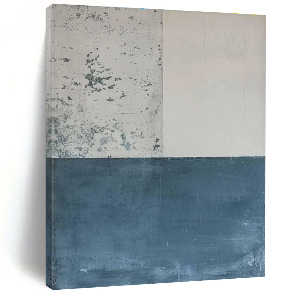 Beige and Blue Minimalist Abstract Painting ADGE085