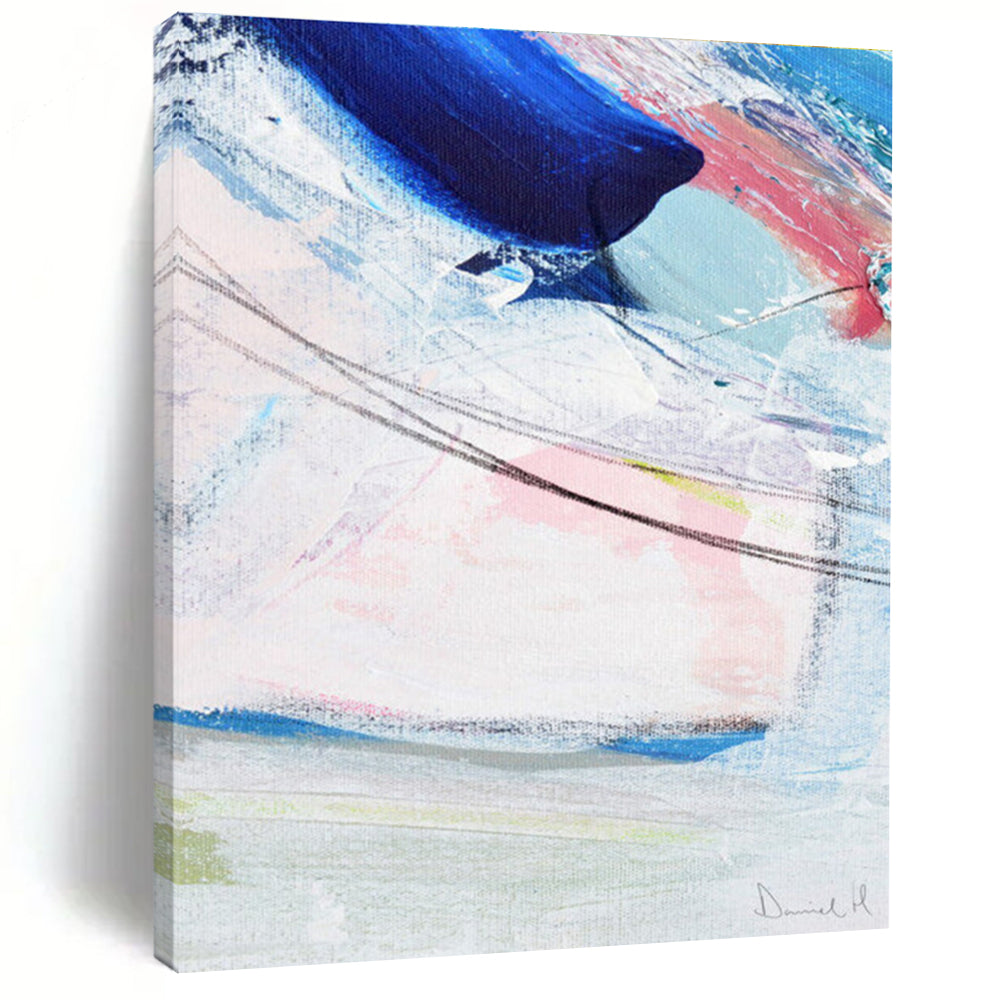 Colorful Abstract Swirls with Blue and Pink Painting ADGE150
