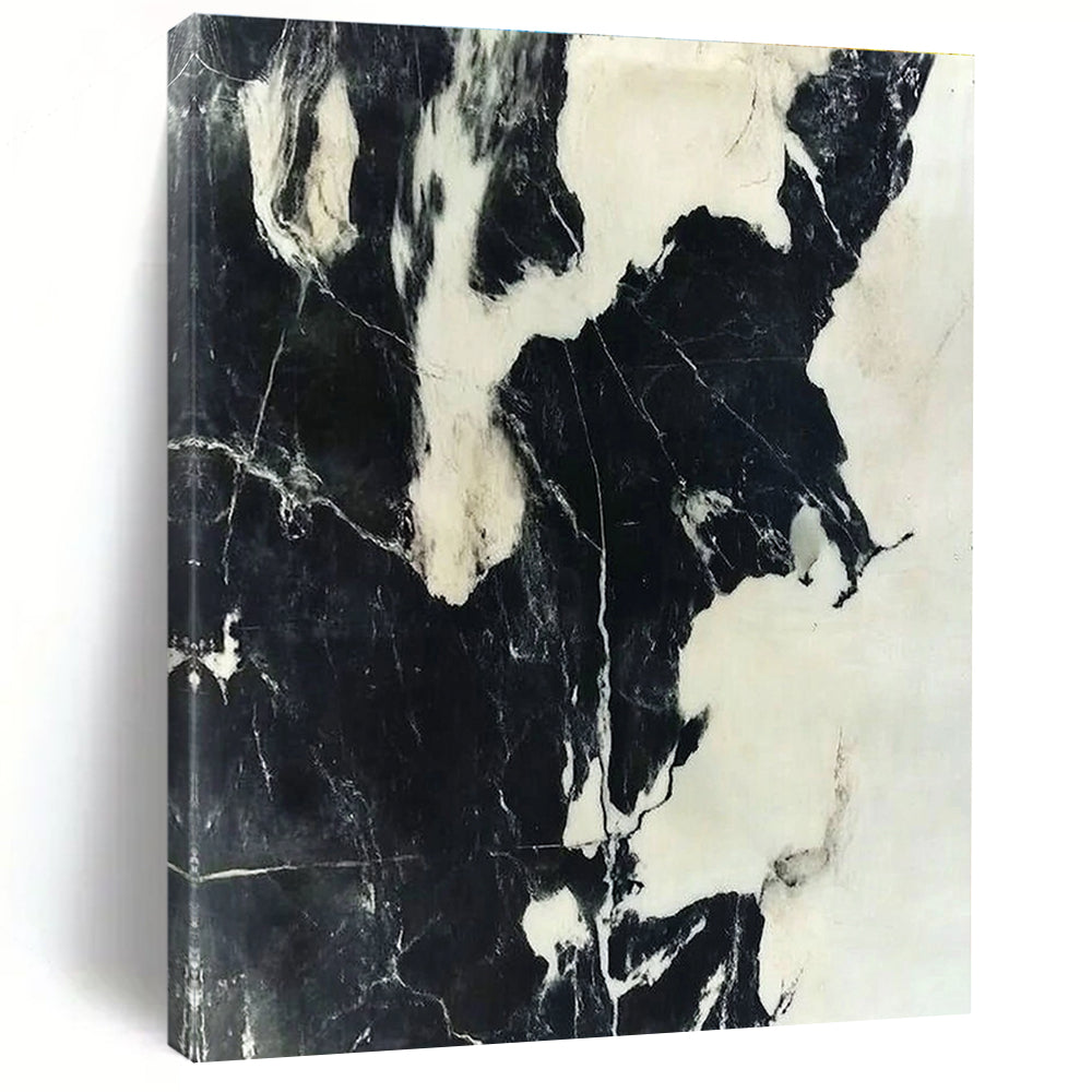 Black and White Marble - Inspired Abstract Painting with Veined Patterns GER007