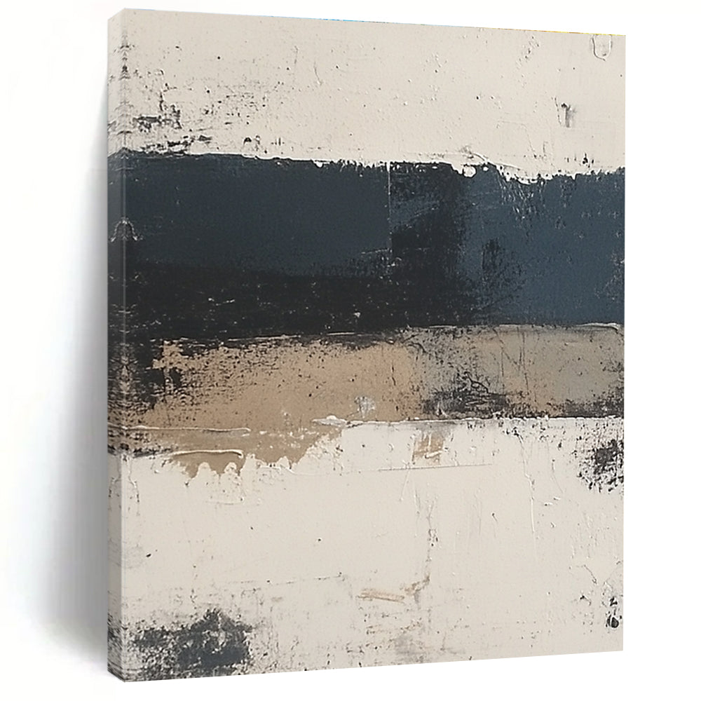 Black and Beige Abstract Painting with Textured Layers GER500