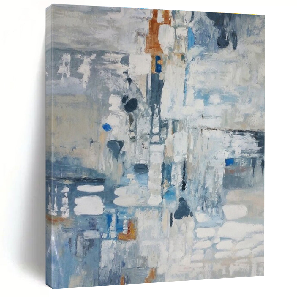 Blue Grey White Abstract Painting ADGE028