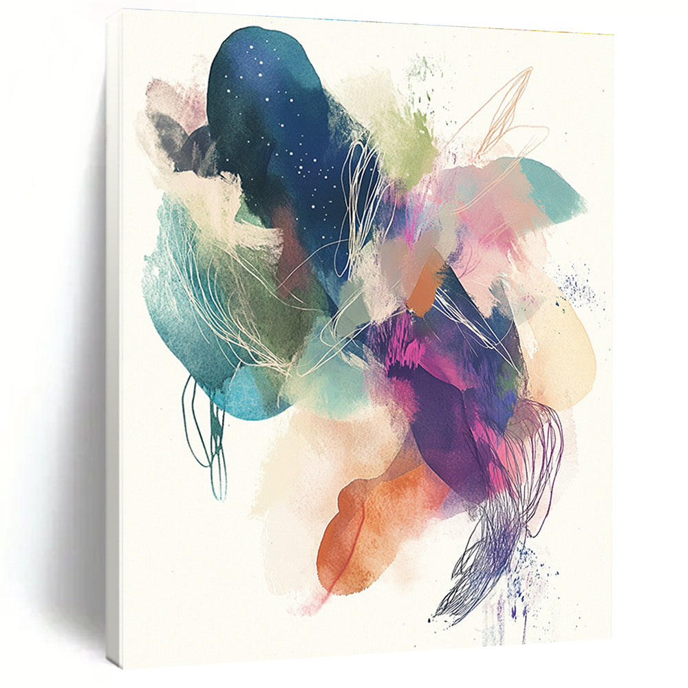 Whimsical Watercolor - Ink Abstract with Colorful Splashes GER275