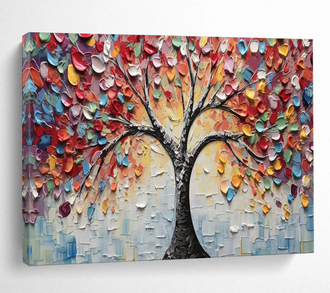 Colorful Blossom Tree Abstract Painting with Mixed Bright Colors THY169