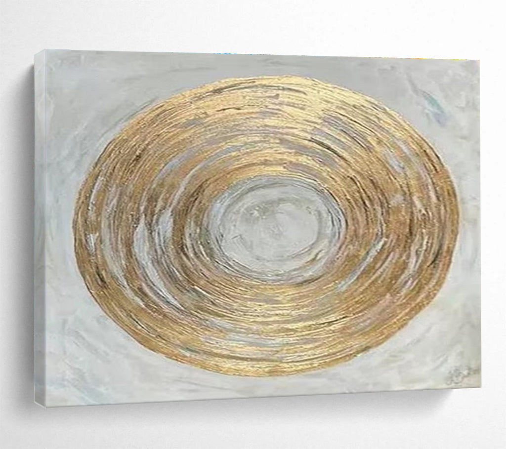 Golden and Grey Spiral - shaped Abstract Painting THY108