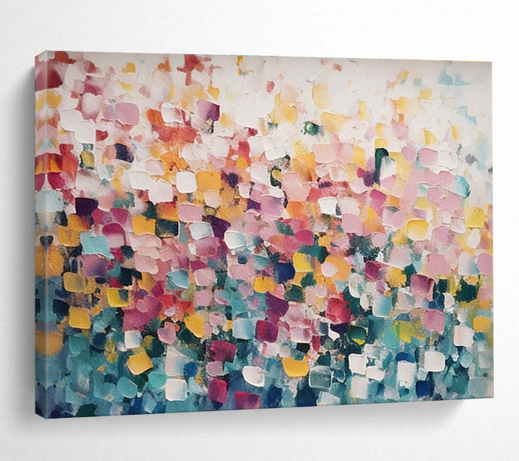 Vibrant Color Block Abstract Painting with Mixed Bright Colors THY162