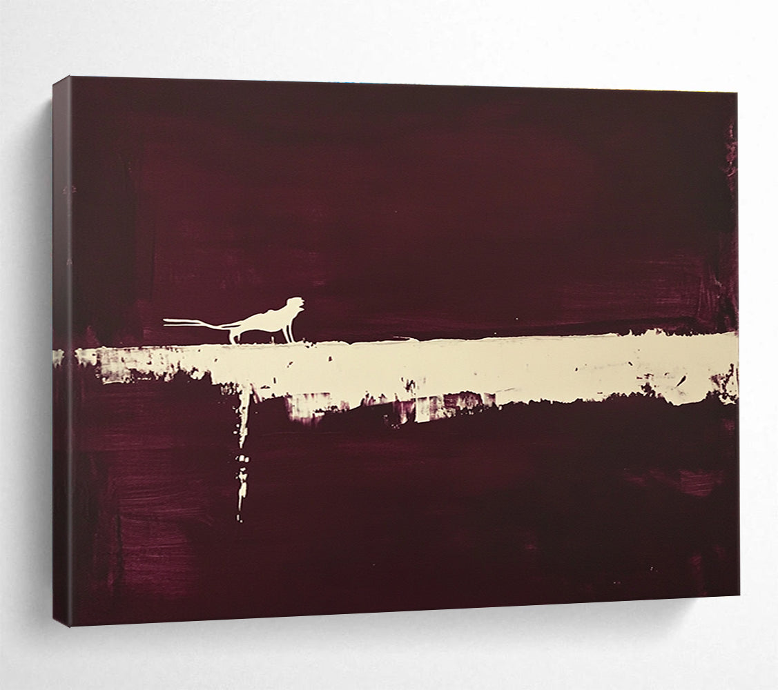 Dark Purple and White Silhouette Abstract Painting with Mysterious Vibe DYP254