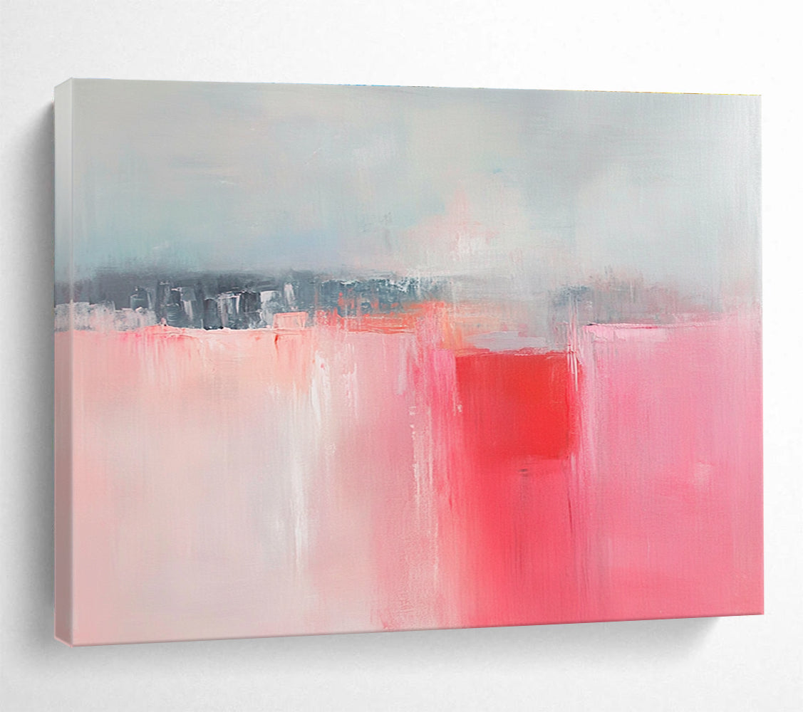 Subtle Landscape Abstract Painting with Pink and Gray DYP416