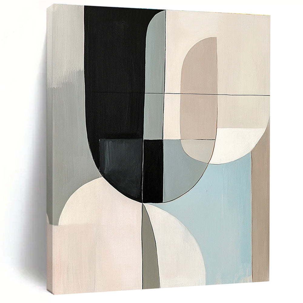 Multicolor Geometric Abstract Painting with Interlocking Shapes GER169