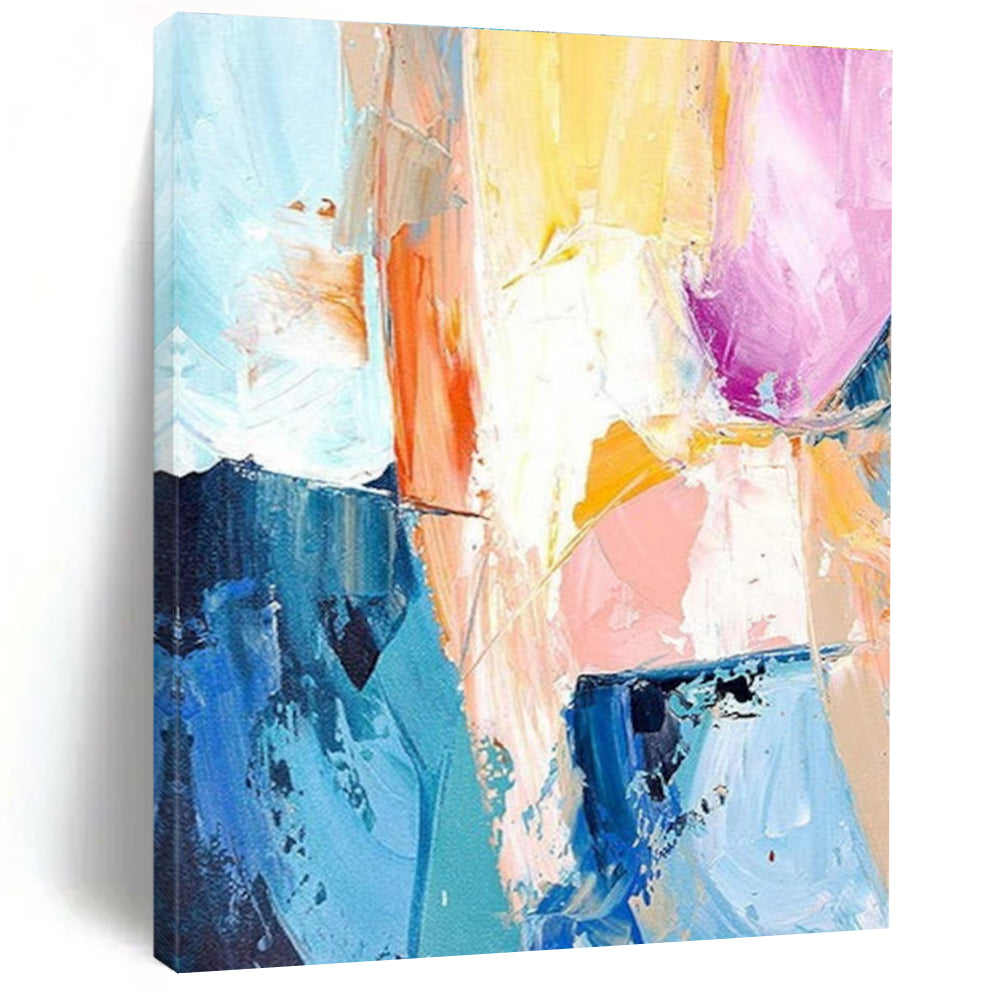Colorful Geometric Abstract Painting with Blue and Orange Tones ADGE280