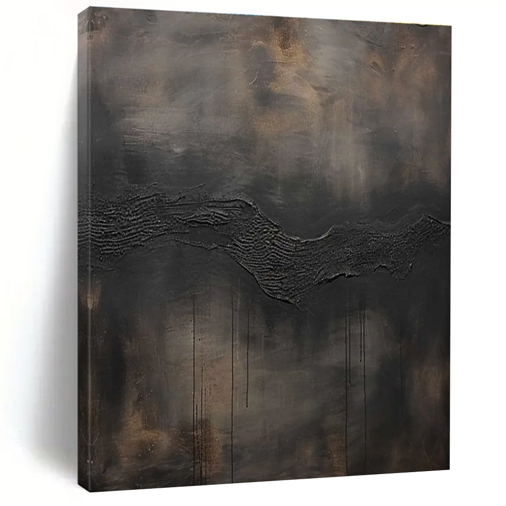 Dark Wave Textured Abstract Painting with Dramatic Lines ADGE506