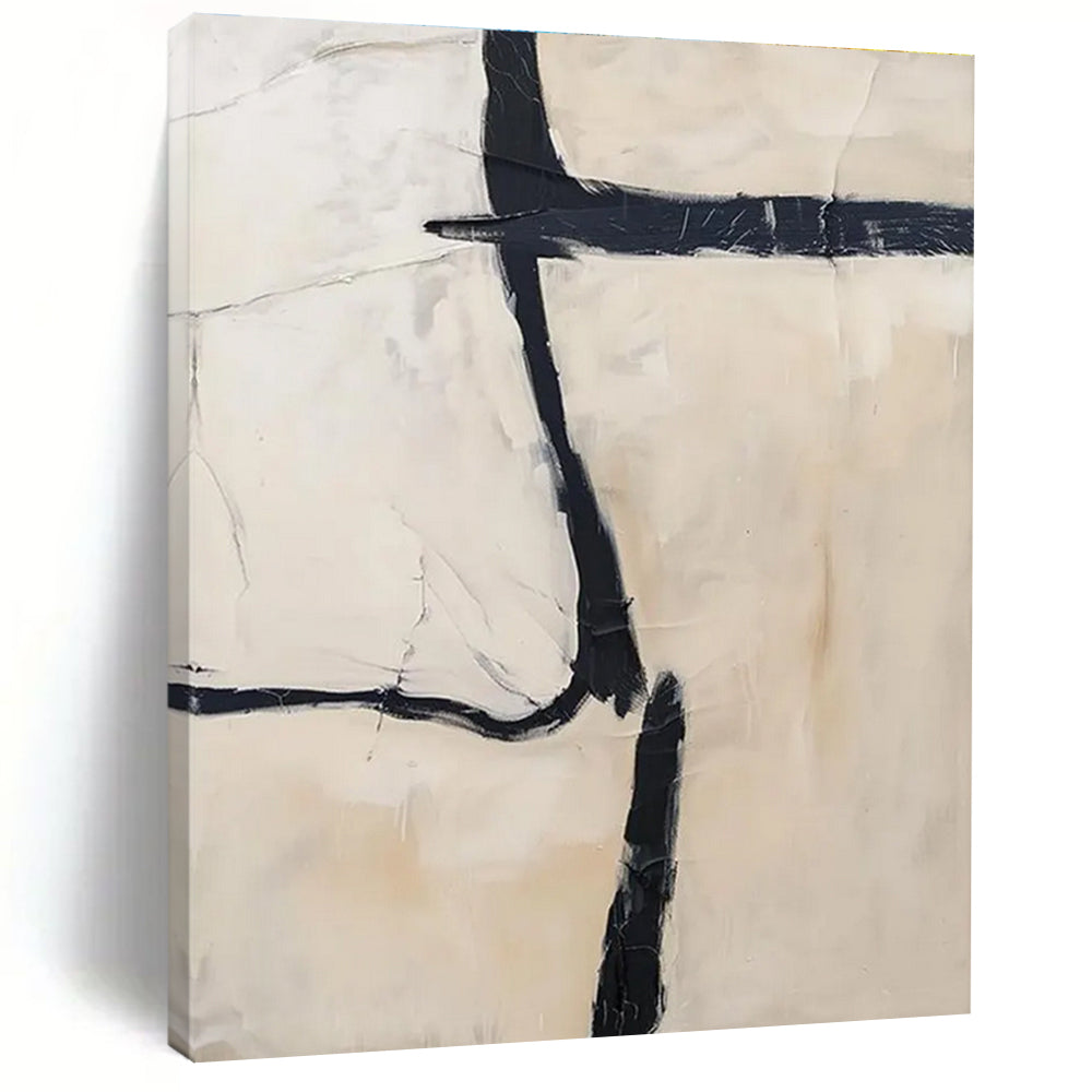 Minimalist Black - White Abstract Painting with Bold Lines ADGE452