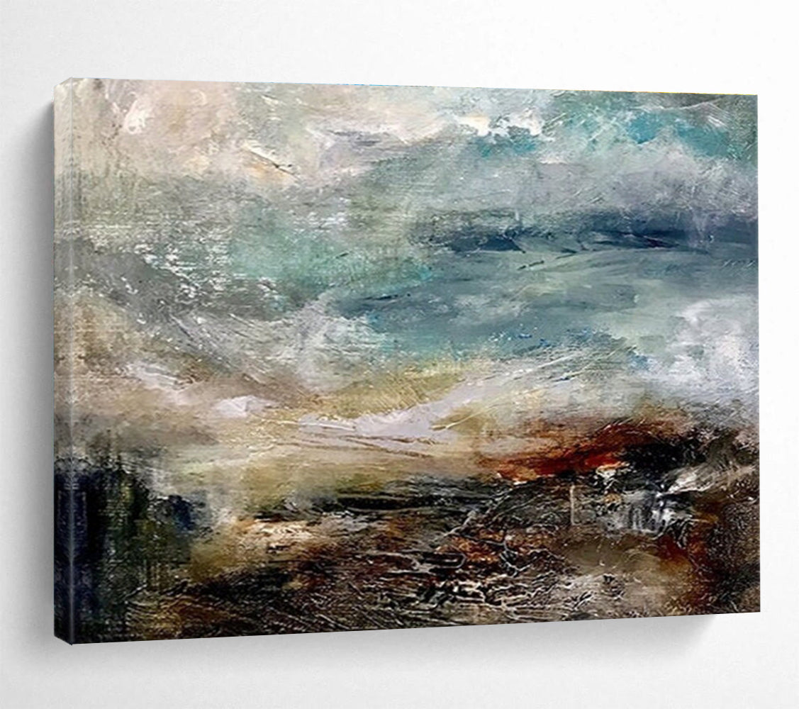 Dynamic Blue Grey Sea Abstract Painting THY015