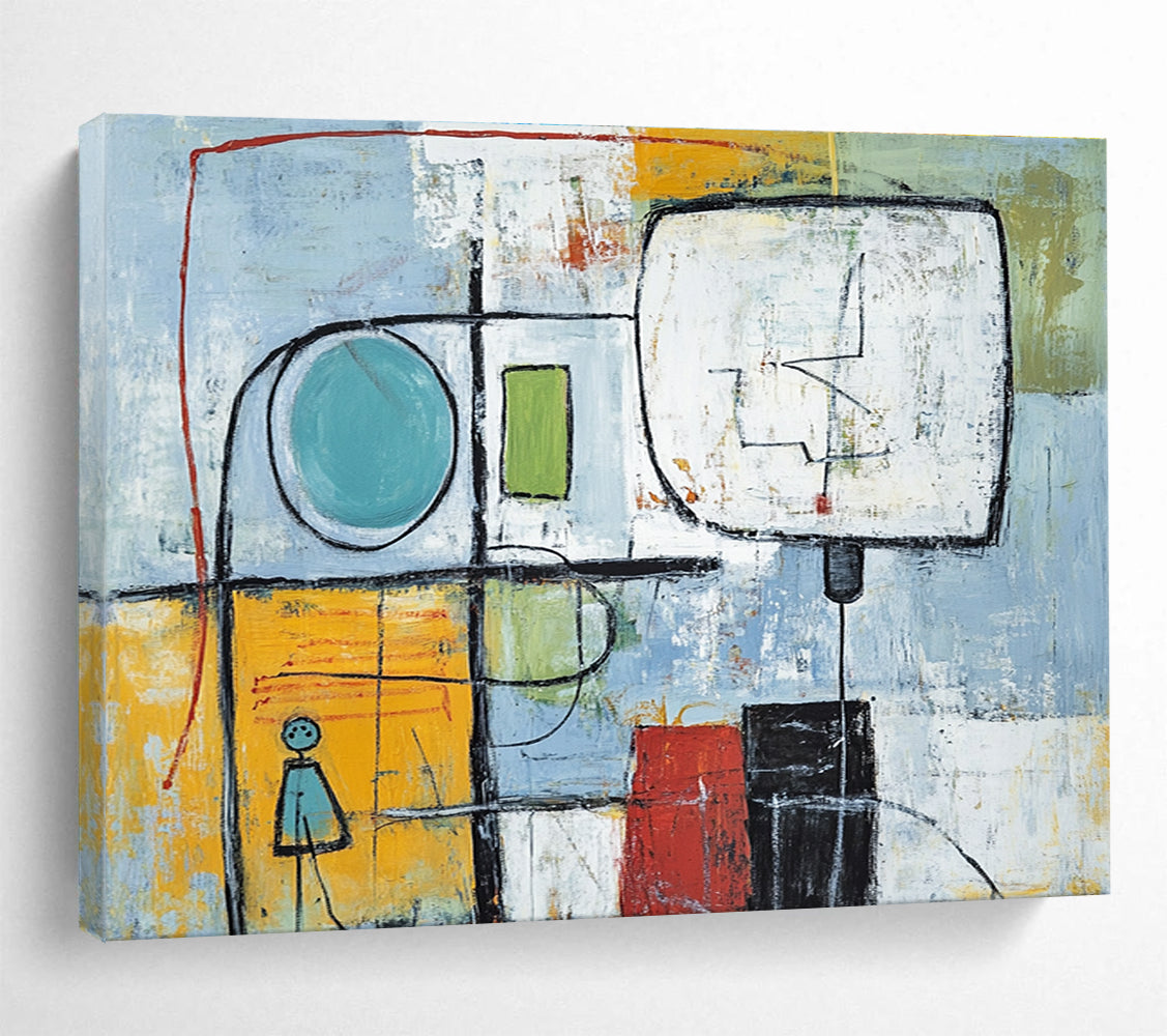 Whimsical Figures Abstract Painting with Colorful and Playful Tones DYP353