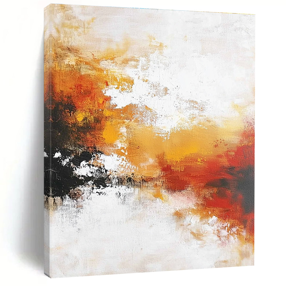 Orange Red and White Abstract Painting with Soft Blends GER699
