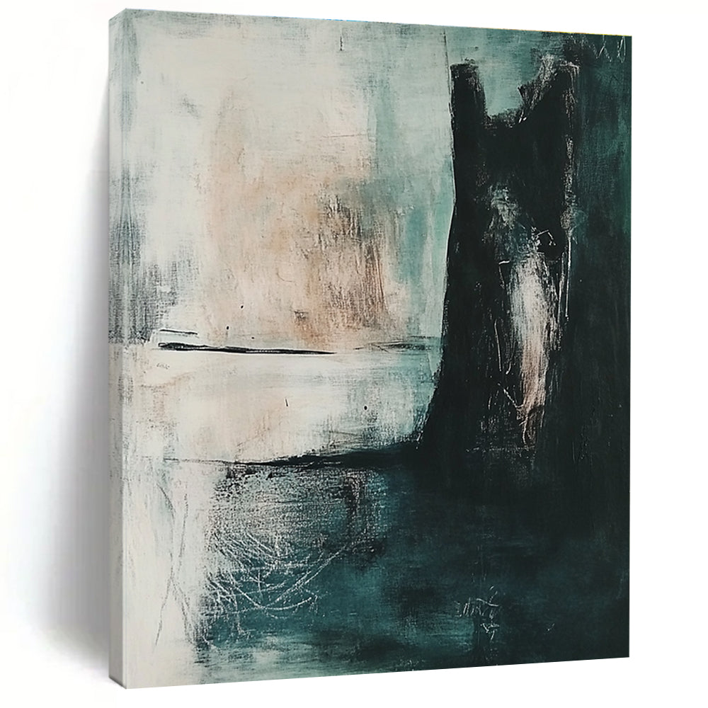 Teal and Black Abstract Painting with Mysterious Ambiance GER579