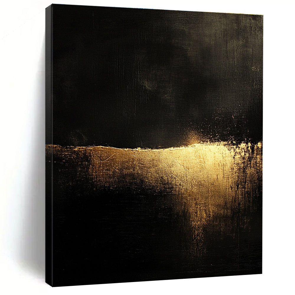 Abstract landscape featuring golden light on a dark textured ground in the style of John Harris with a minimalistic aesthetic.STSC075