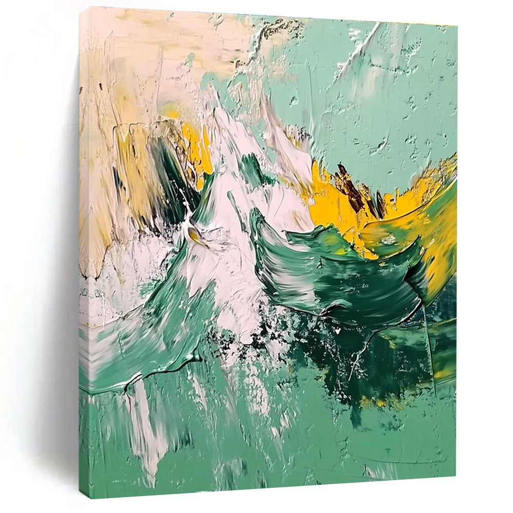 Green Mountain Abstract Painting with Impasto Technique GER604