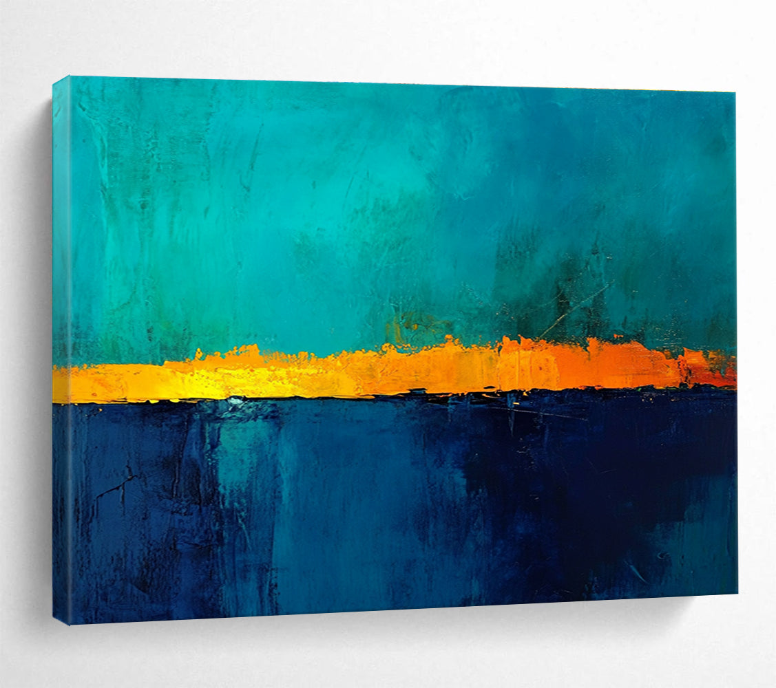 Blue and Orange Divided Abstract Painting DYP115