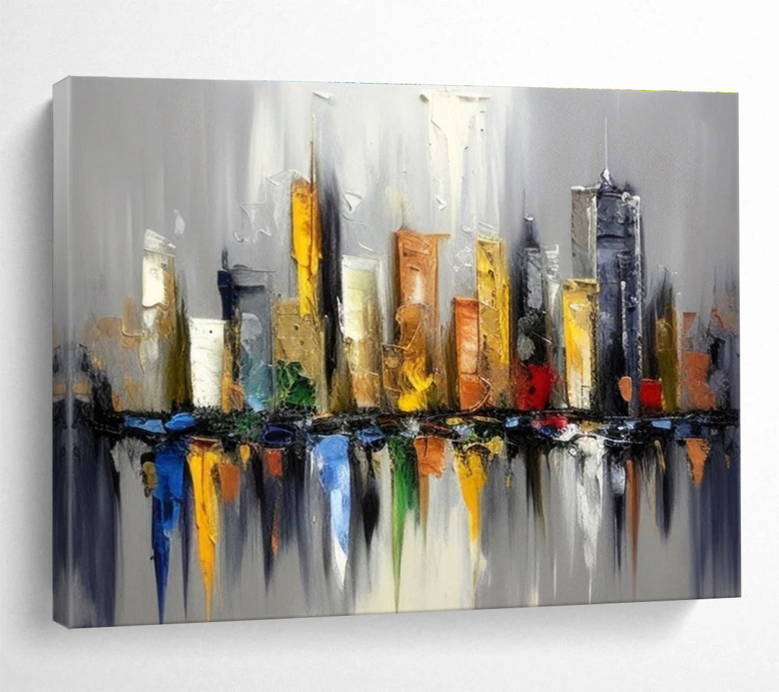Colorful City Skyline Abstract Painting THY066