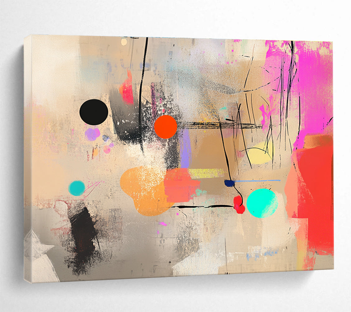 Colorful Dots and Lines Abstract Painting with Playful Composition DYP203