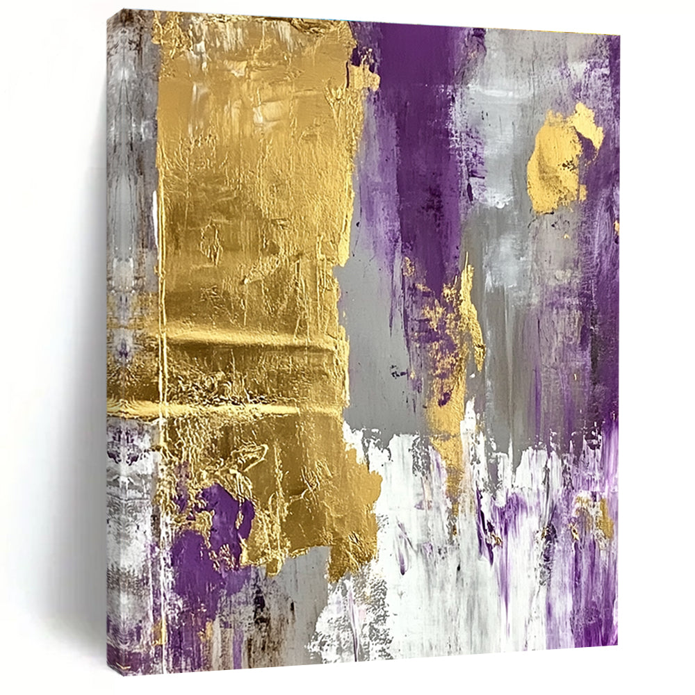 Purple - Gold Abstract Painting with Gray and White GER327