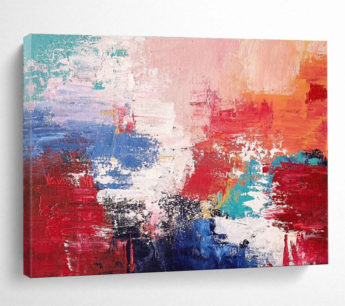 Red Blue Abstract Painting with Bold, Contrasting Energies THY388