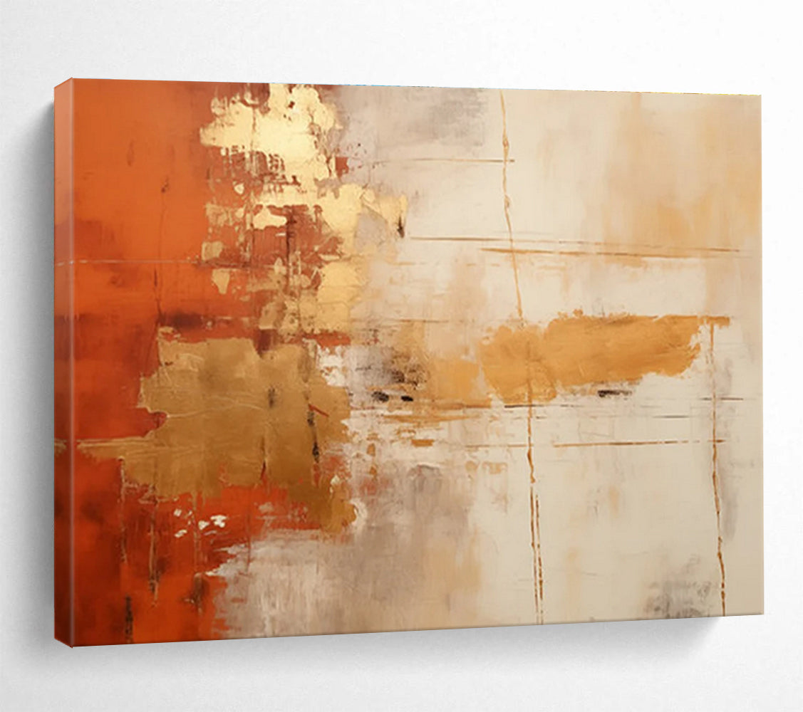 Orange Gold and White Abstract Painting THY093