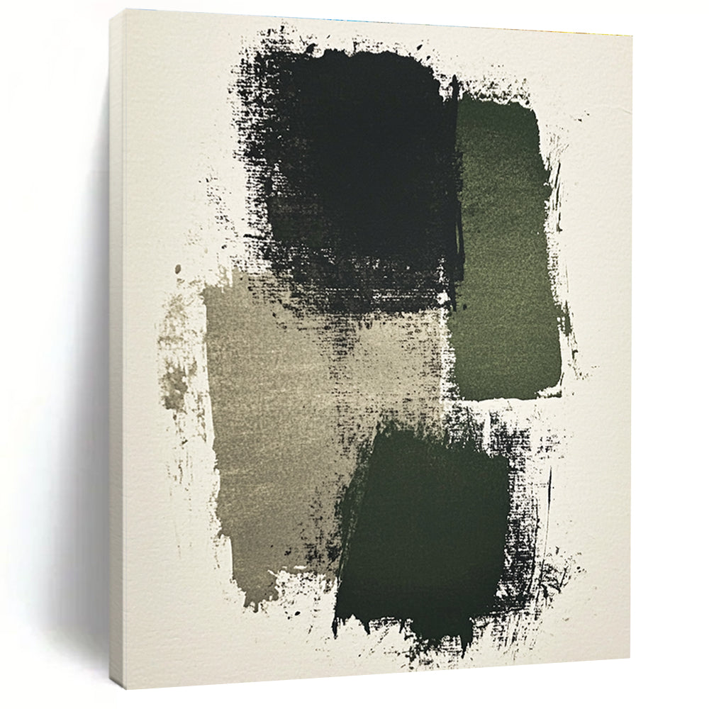 Earth - Toned Abstract with Black, Green, and Gray Textures GER265