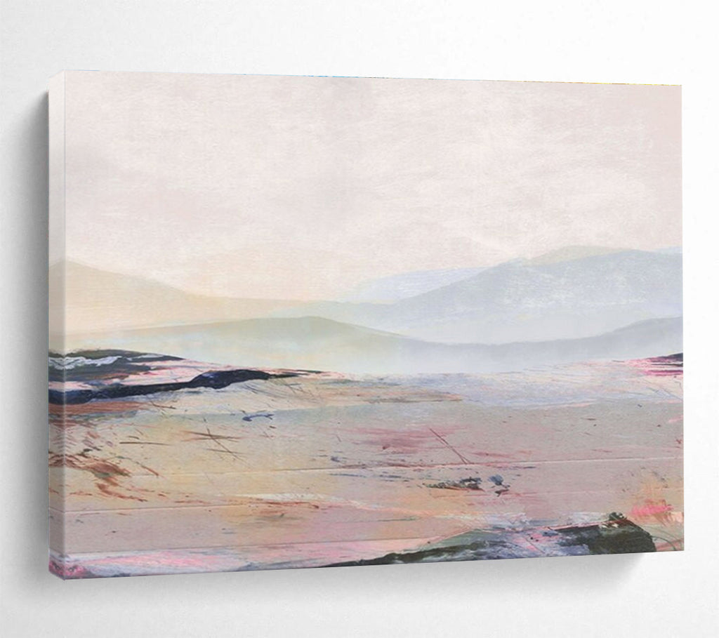 Pastel Mountain Abstract Painting with Soft Color Blends THY129
