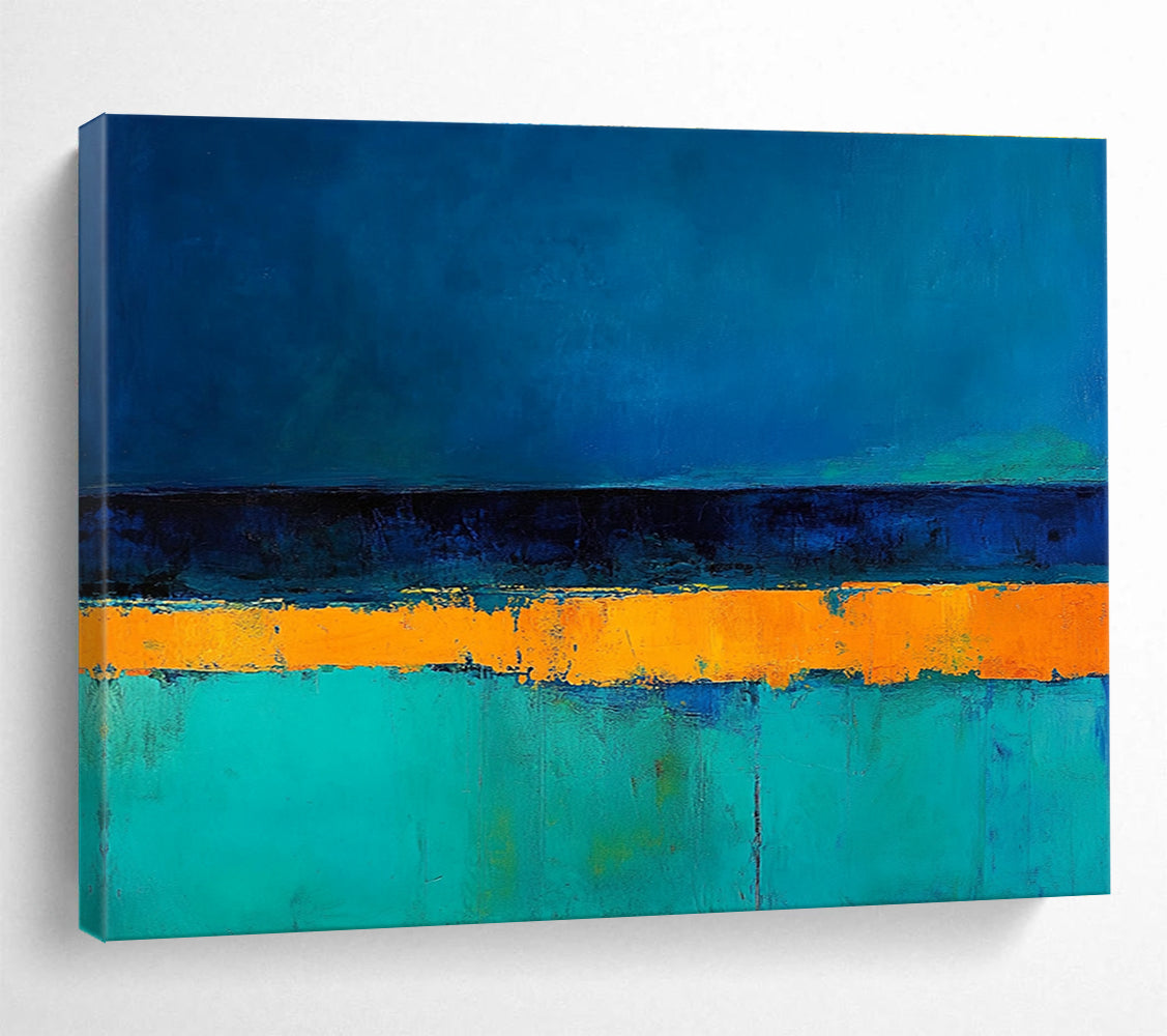 Blue Orange and Teal Striped Abstract Painting DYP085