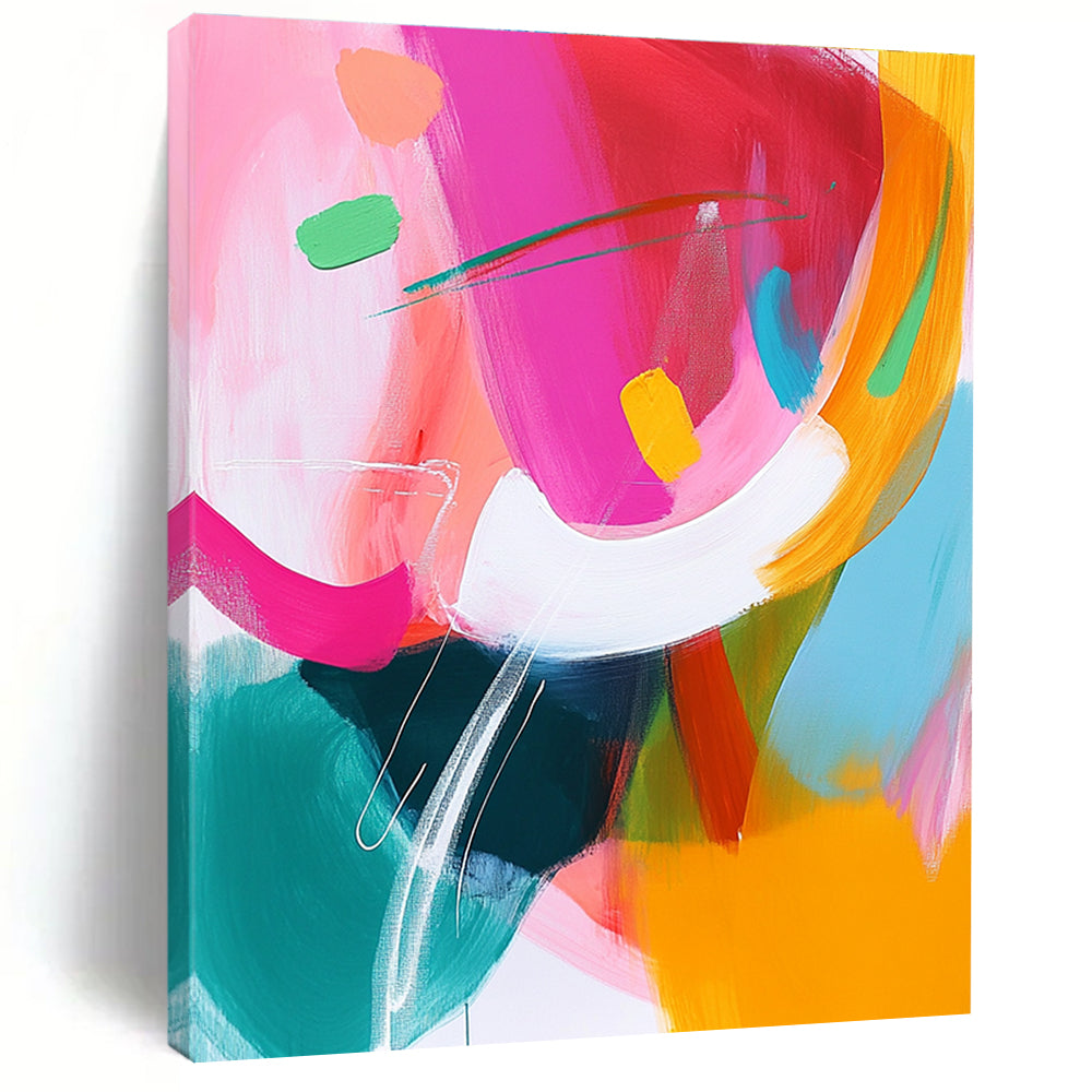 Bold Colorful Abstract with Pink Green and Orange GER298
