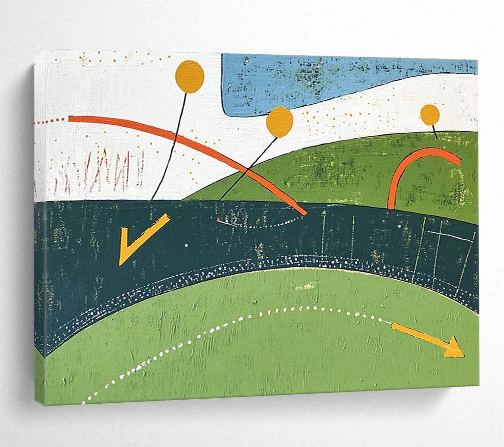 Colorful Geometric Landscape Abstract Painting with Playful Shapes DYP317