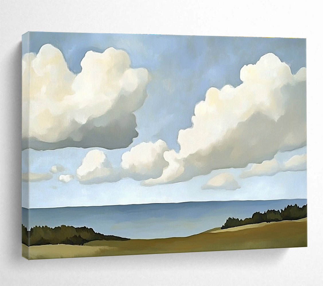 Clouds Over the Sea Minimalist Abstract Painting with Soft Whites DYP598