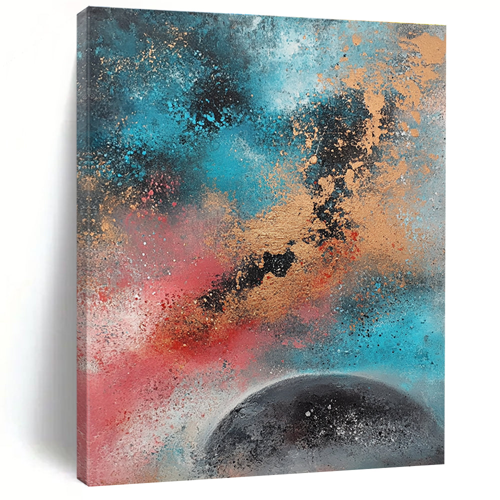Cosmic Abstract with Blue Pink Gold and Black GER333