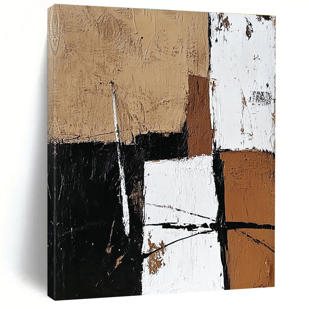 Geometric Neutral Abstract with Black White and Brown GER354