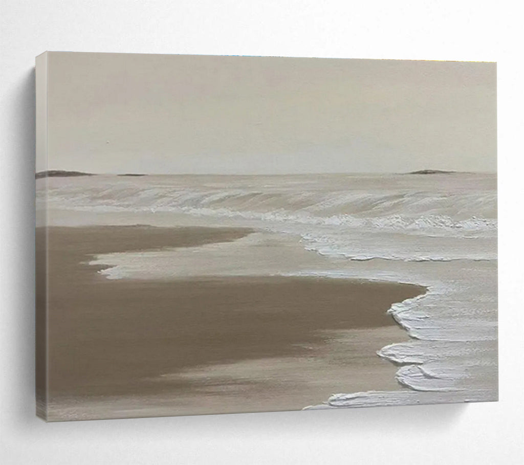 Beige Beach Abstract Painting with Calm, Coastal Tones THY393