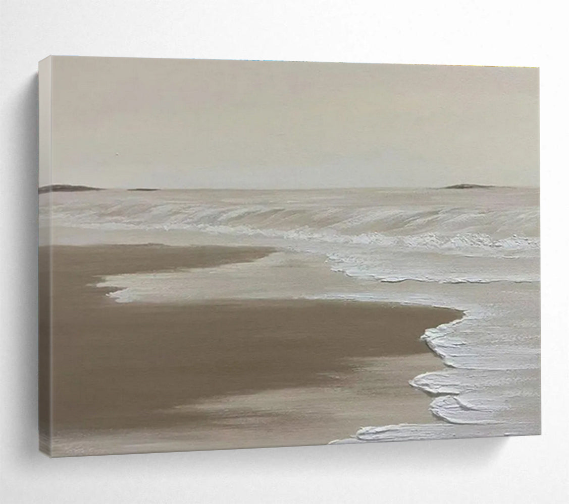 Beige Beach Abstract Painting with Calm, Coastal Tones THY393