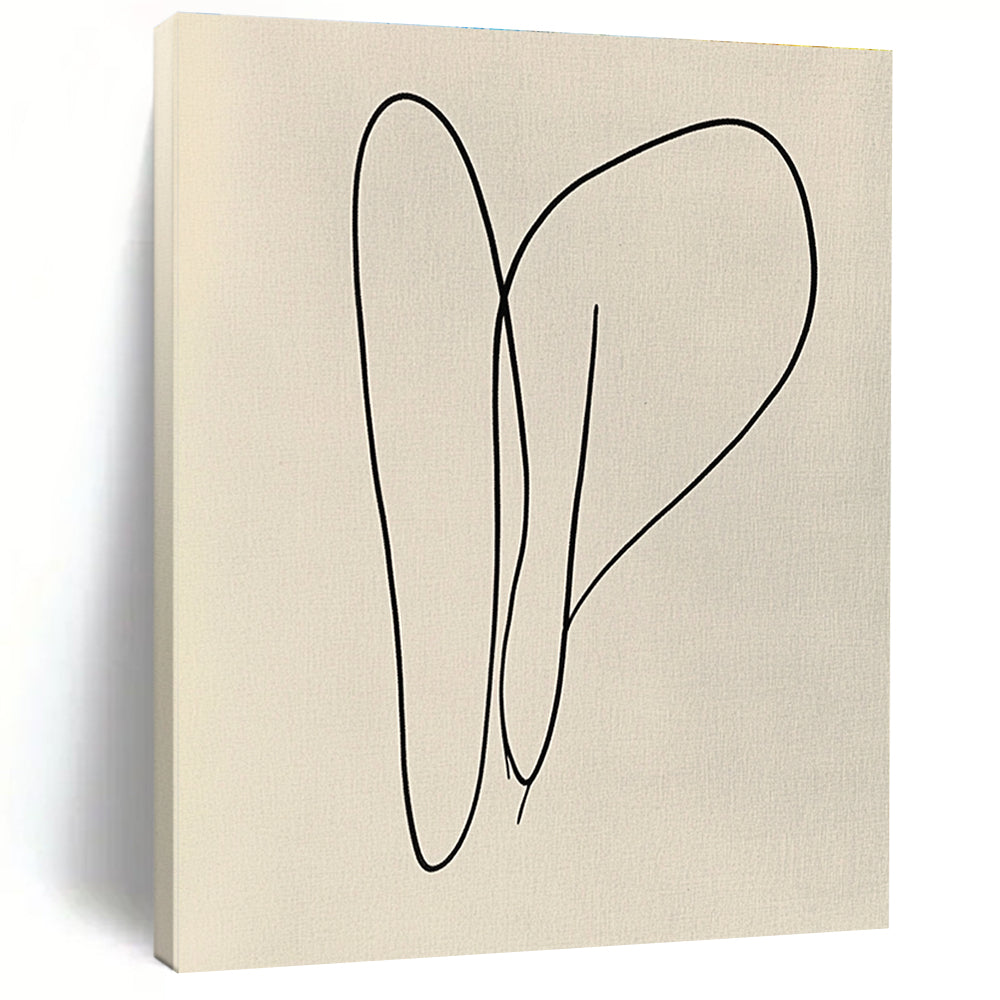 Large abstract artwork featuring bold black lines on light grey paper with organic shapes in a continuous line style evoking joy and vibrancy.STSC1182