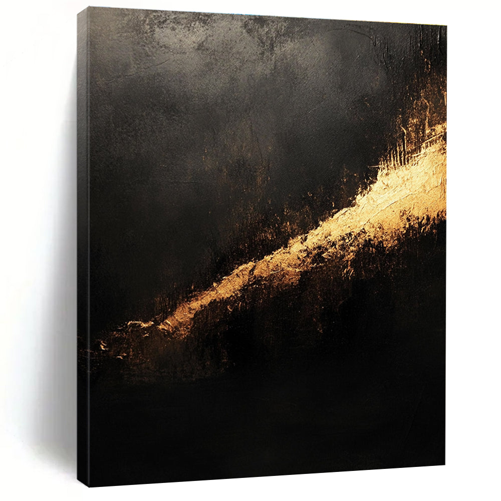 Black Gold Subtle Glow Abstract Painting GER828