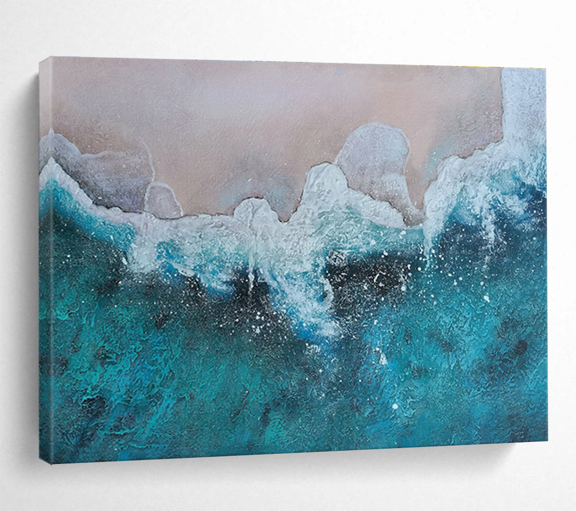 Turquoise Sea Wave Abstract Painting THY039