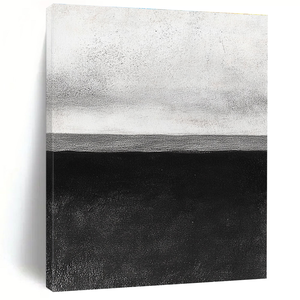 Black White Horizon Abstract Painting GER827