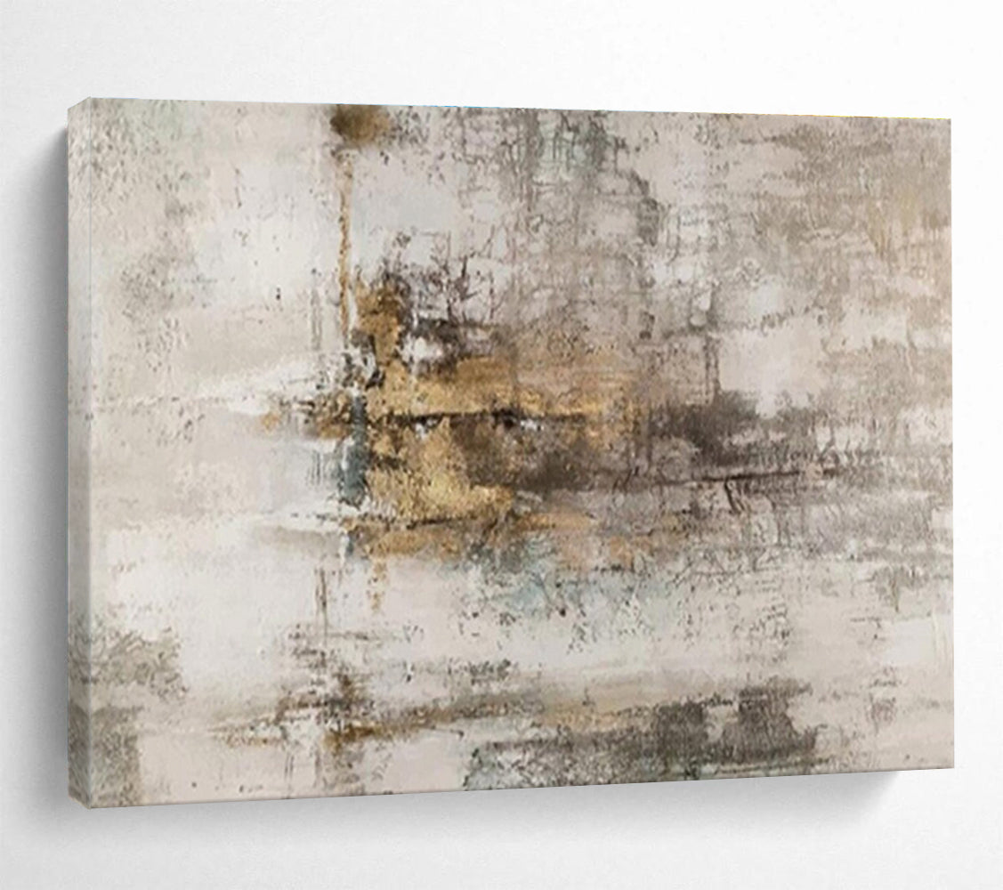 Gray Gold Abstract Painting with Subtle, Muted Elegance THY400