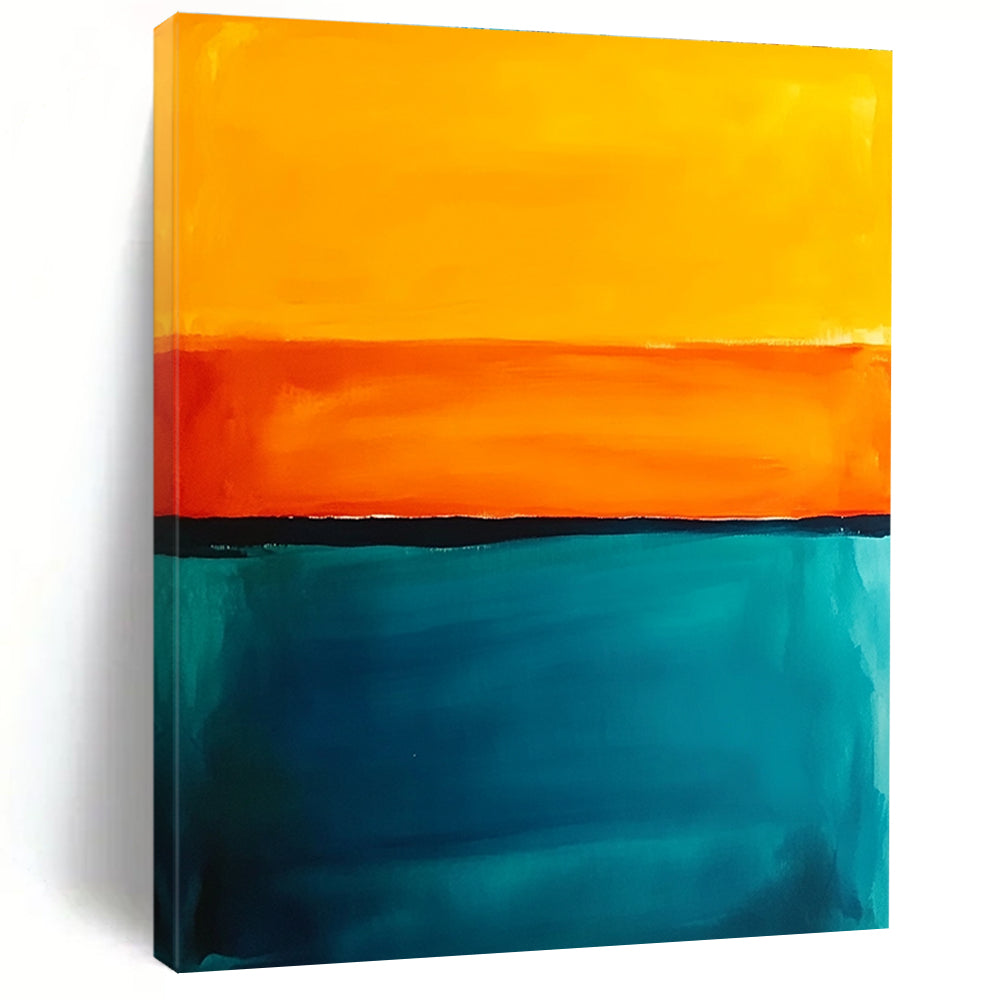 Orange and Teal Sunset - Themed Abstract Painting GER222
