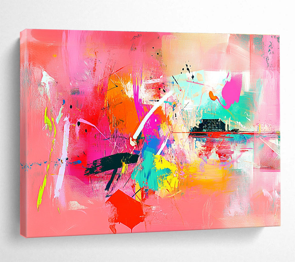Pink - Based Colorful Abstract Painting with Vivid Hues DYP126