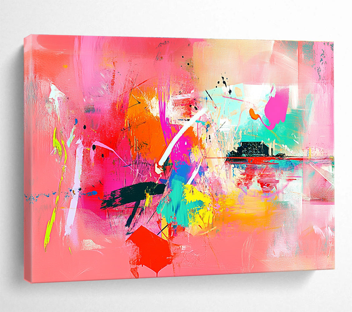 Pink - Based Colorful Abstract Painting with Vivid Hues DYP126