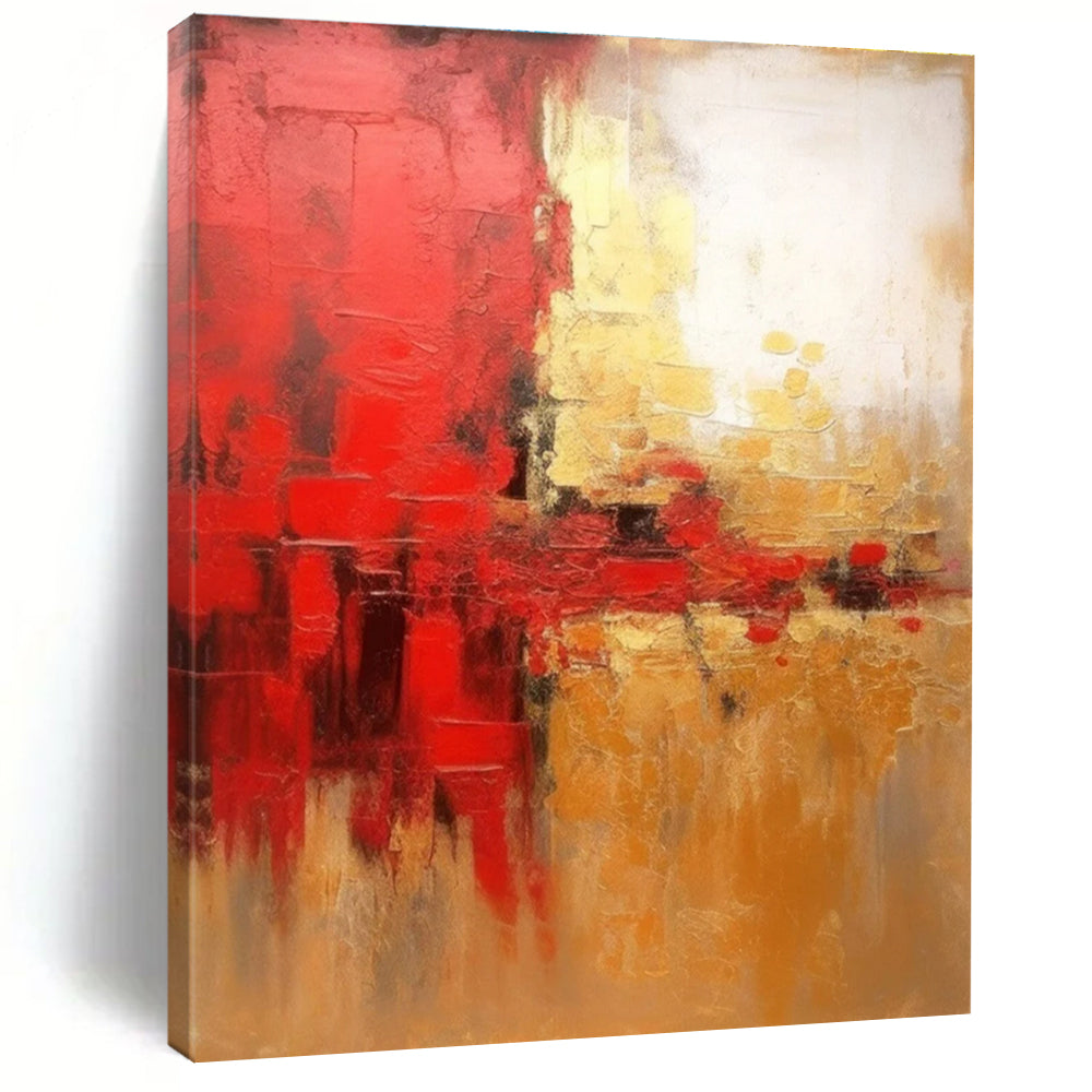 Red and Gold Abstract Painting with Dynamic Compositions ADGE069