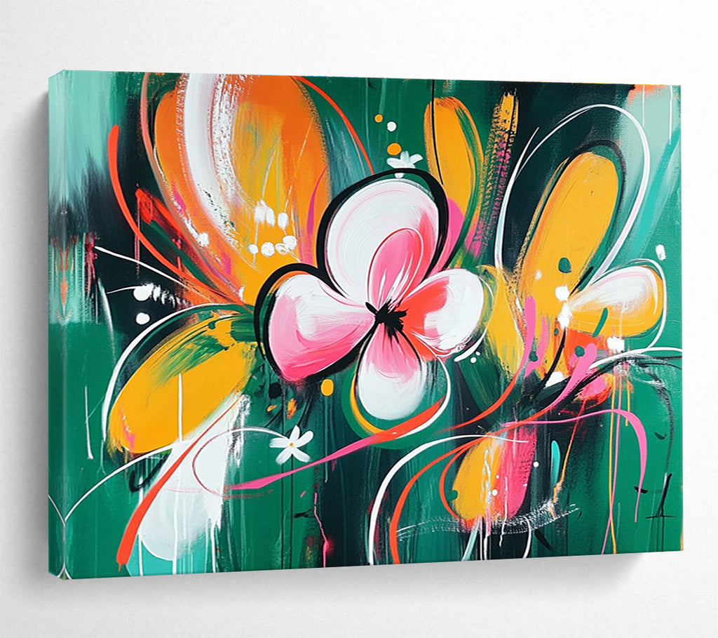 Colorful Floral Abstract Painting with Vibrant Blossoms DYP366